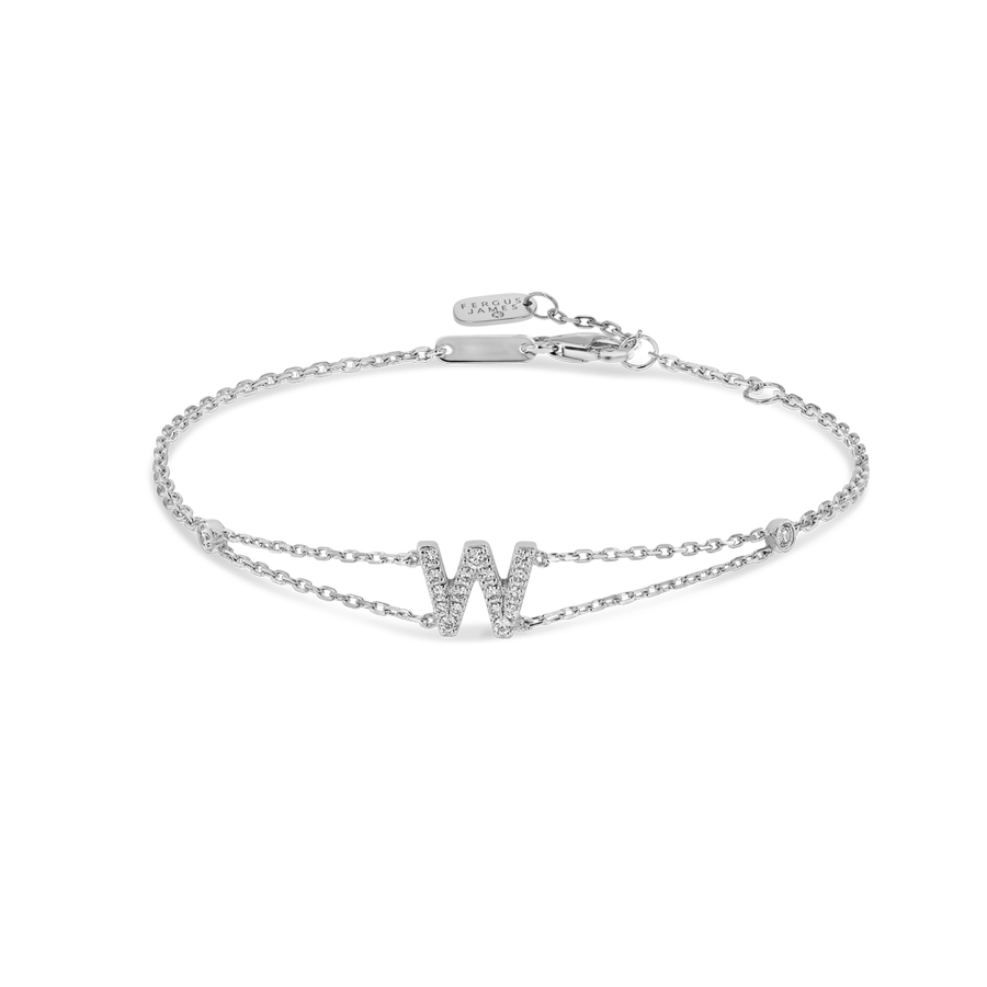 Natural Diamond Letter Bracelet Yellow Gold - W