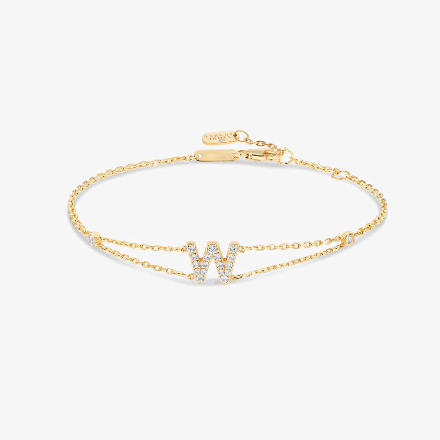 Lab-Grown Diamond Letter Bracelet White Gold - W