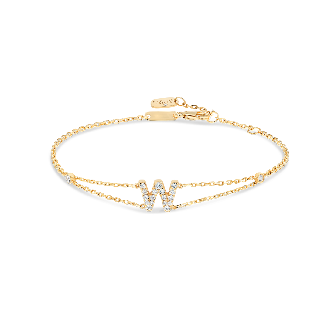 Lab-Grown Diamond Letter Bracelet White Gold - W