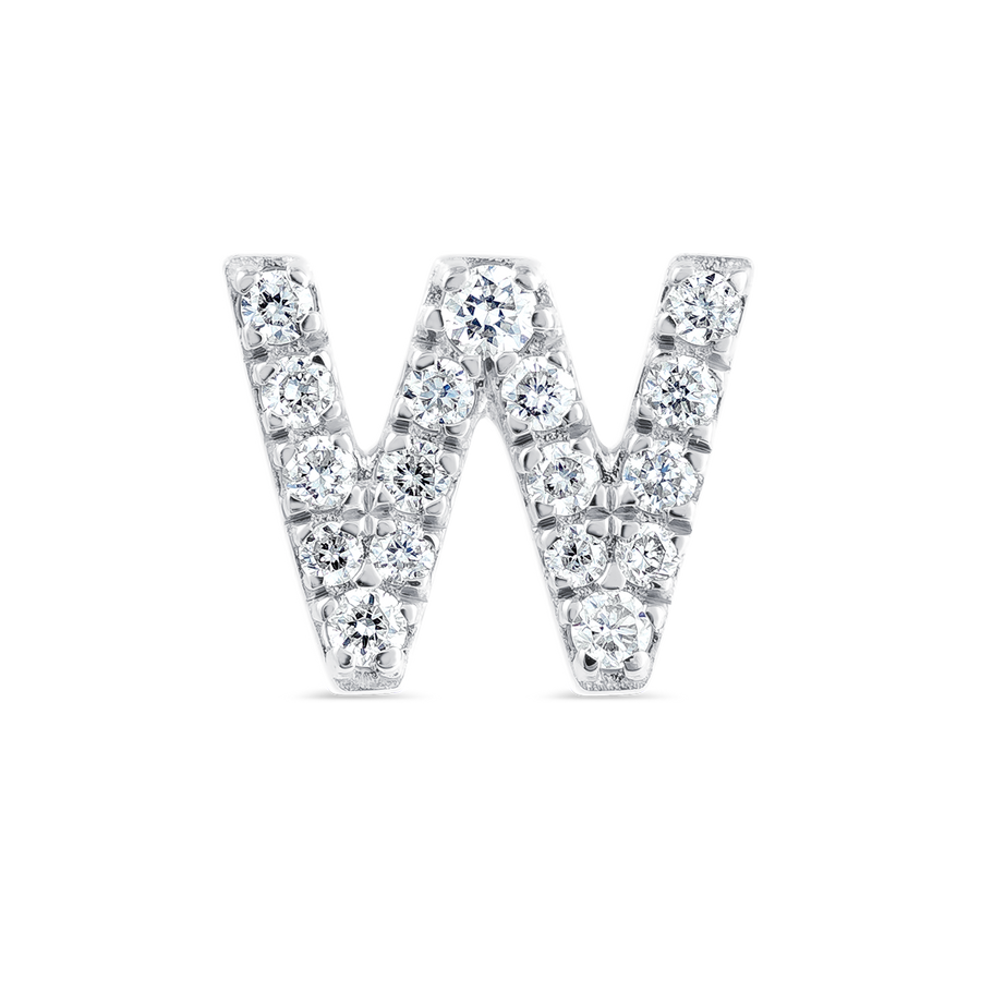 W Letter Lab-Grown Diamond Single Stud Earring White Gold
