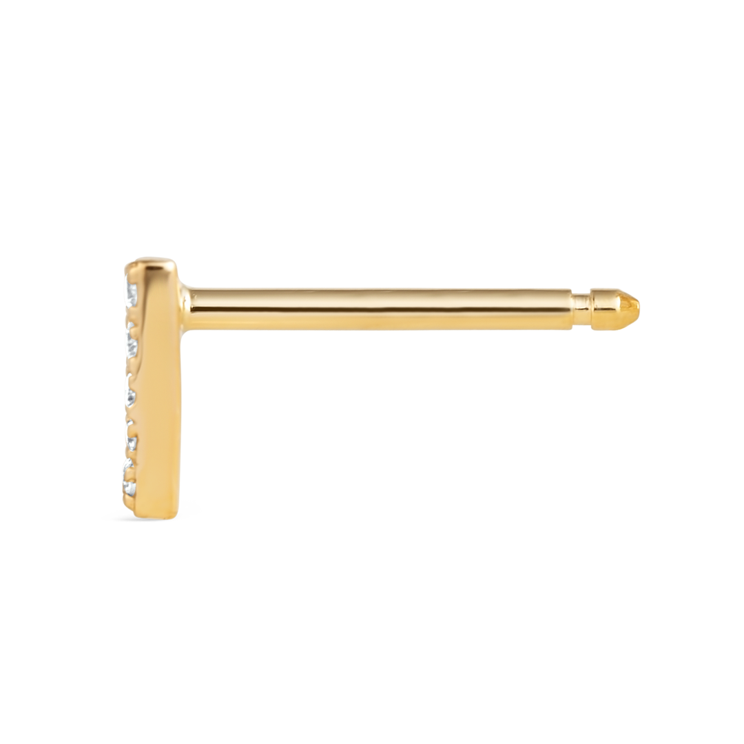 W Letter Lab-Grown Diamond Single Stud Earring Yellow Gold