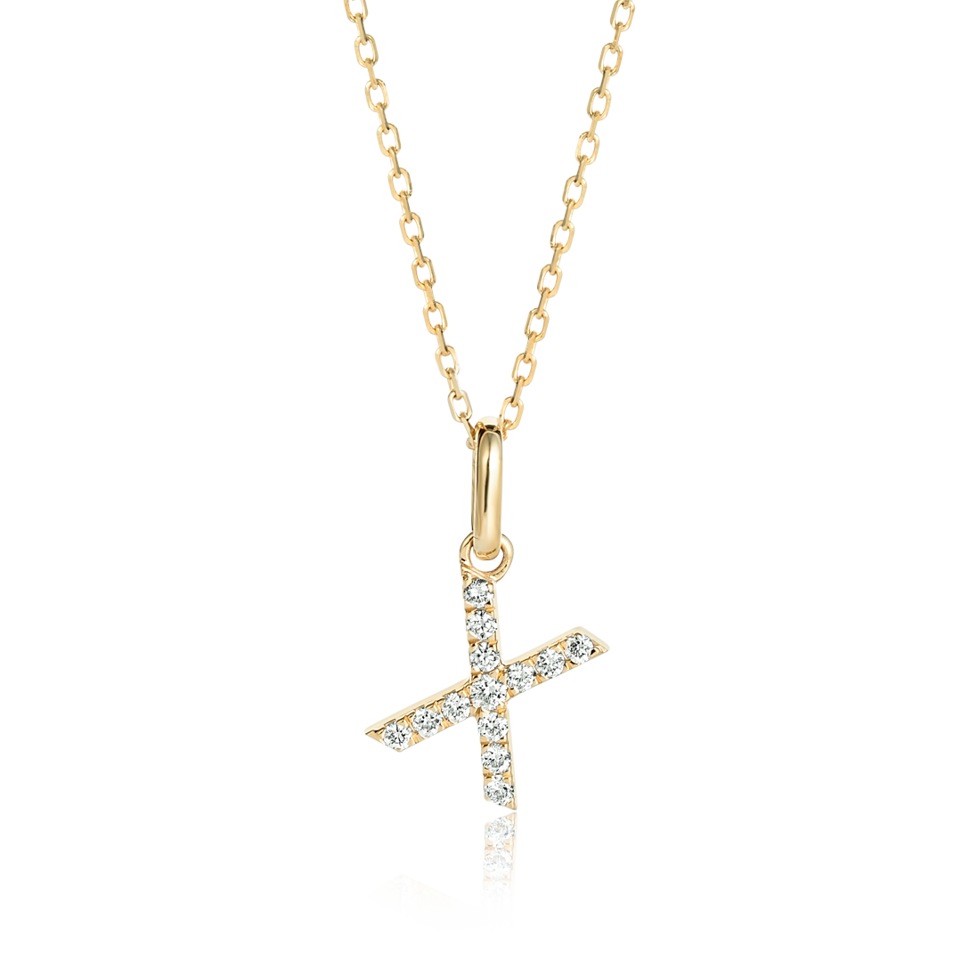 X Letter Lab-Grown Diamond Pendant Yellow Gold
