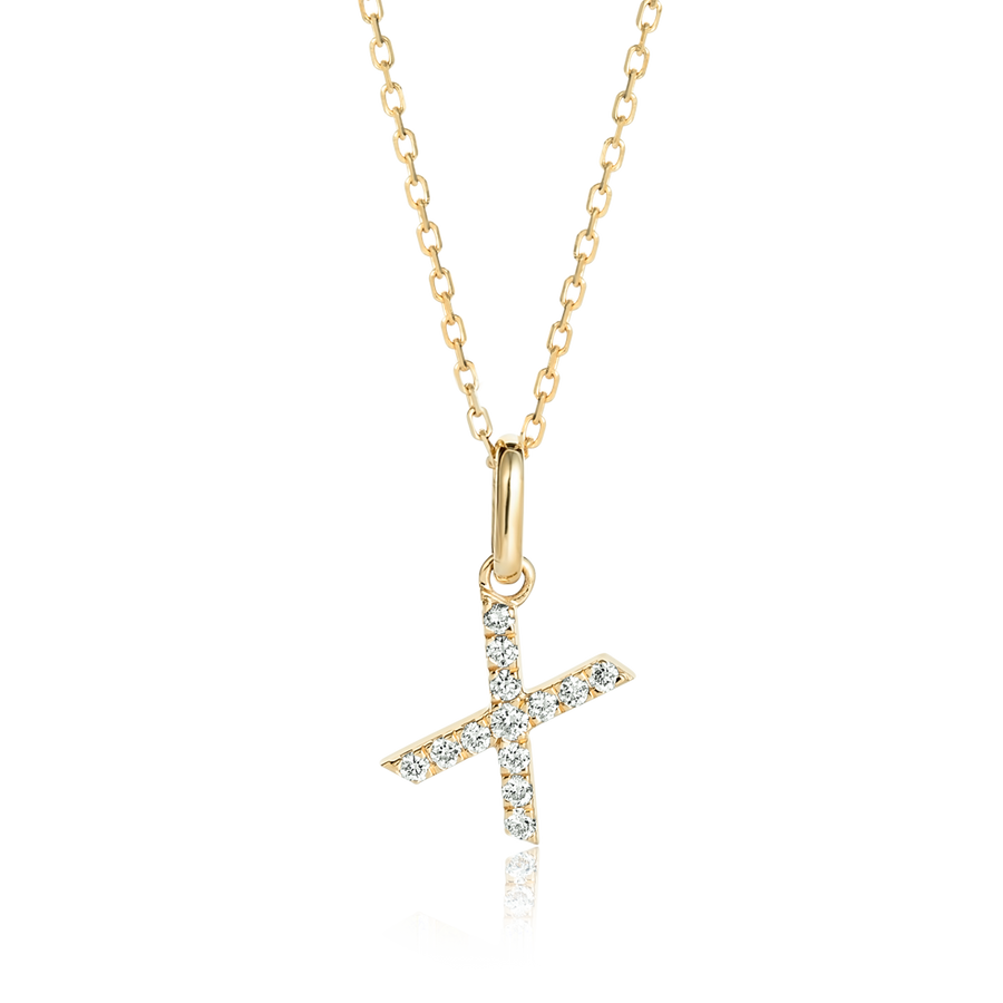 X Letter Lab-Grown Diamond Pendant Yellow Gold