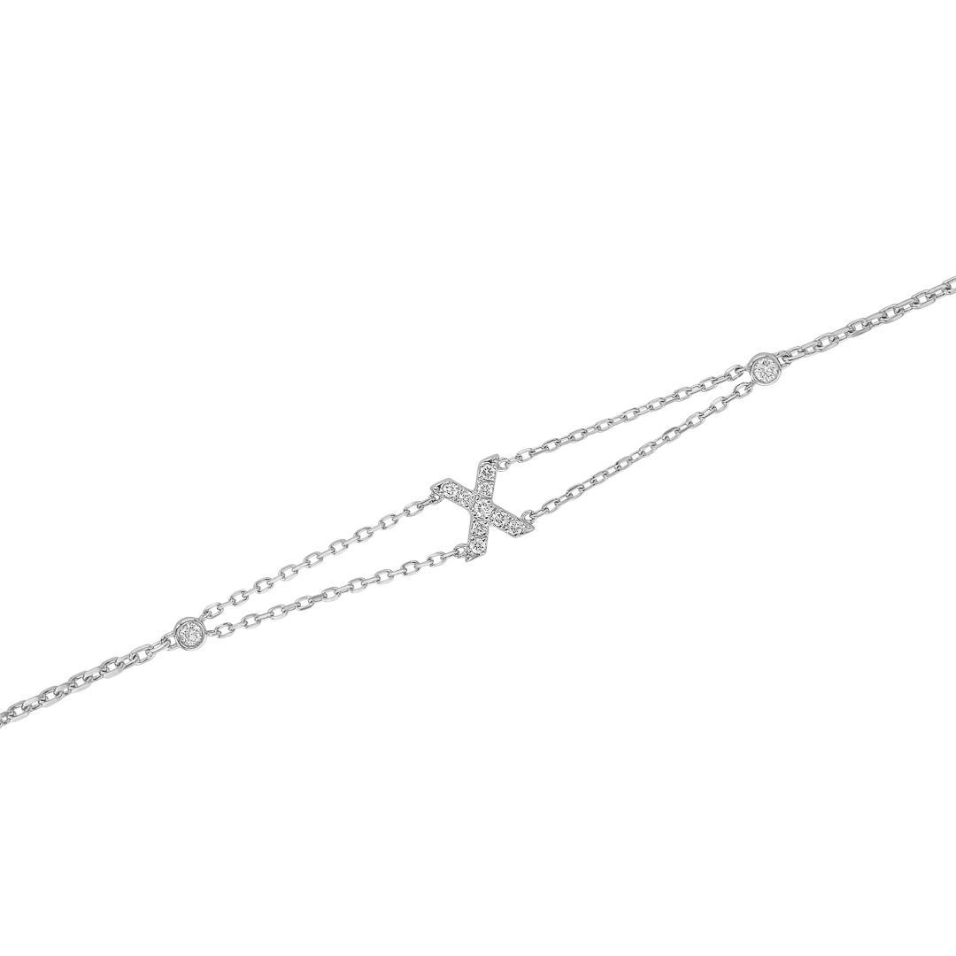 Lab-Grown Diamond Letter Bracelet Yellow Gold - X