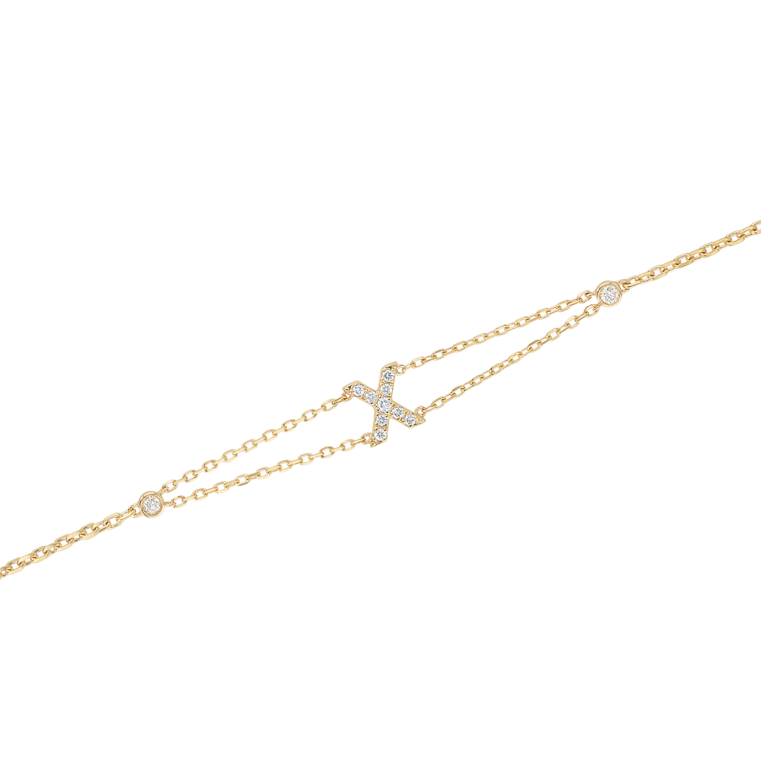Lab-Grown Diamond Letter Bracelet White Gold - X