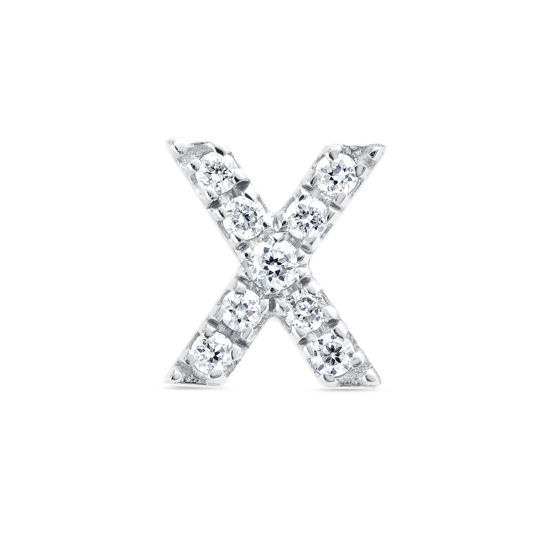 X Letter Lab-Grown Diamond Single Stud Earring White Gold