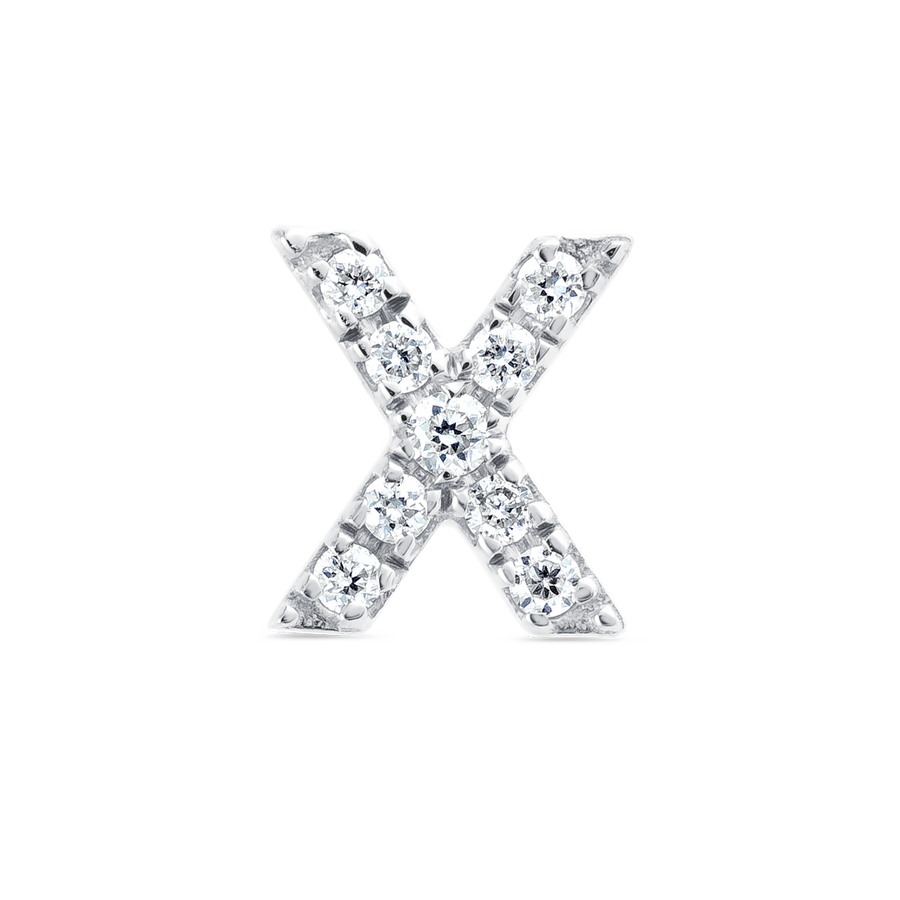 X Letter Lab-Grown Diamond Single Stud Earring White Gold