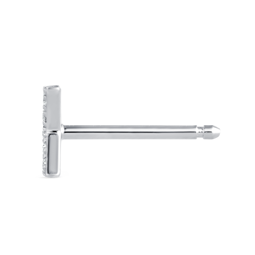 X Letter Lab-Grown Diamond Single Stud Earring White Gold