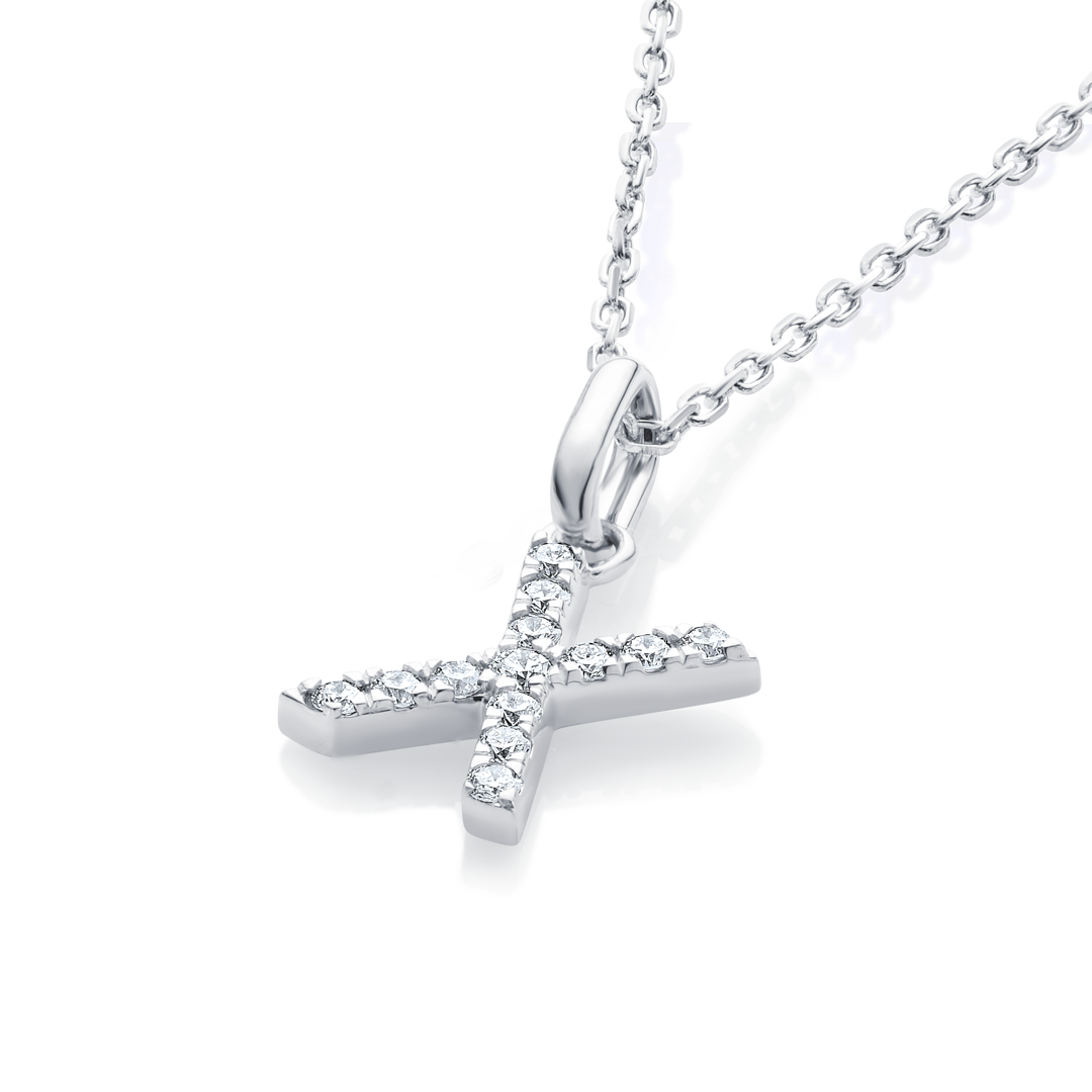 X Letter Lab-Grown Diamond Pendant White Gold