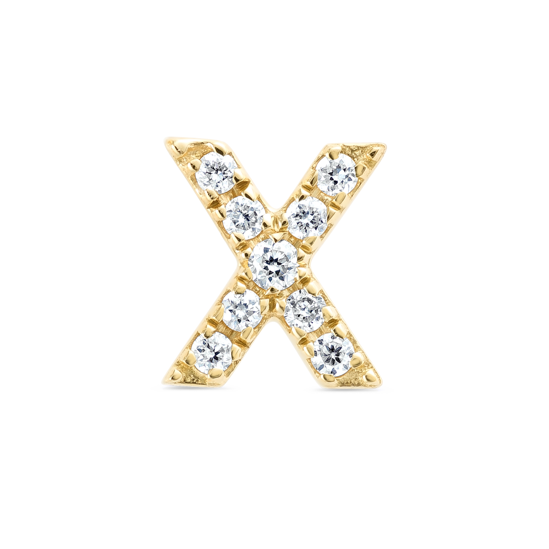 X Letter Lab-Grown Diamond Single Stud Earring Yellow Gold