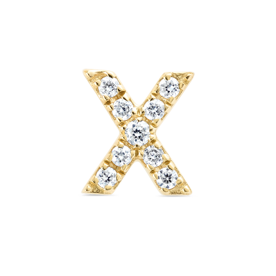 X Letter Lab-Grown Diamond Single Stud Earring Yellow Gold