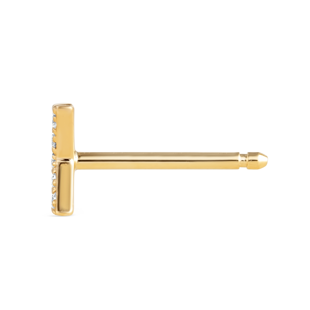 X Letter Lab-Grown Diamond Single Stud Earring Yellow Gold