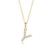 Y Letter Lab-Grown Diamond Pendant Yellow Gold