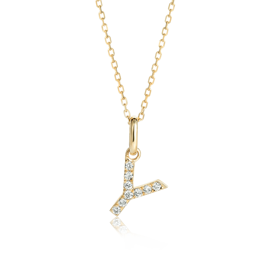 Y Letter Lab-Grown Diamond Pendant Yellow Gold