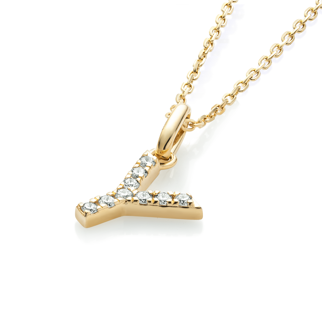 Y Letter Lab-Grown Diamond Pendant Yellow Gold