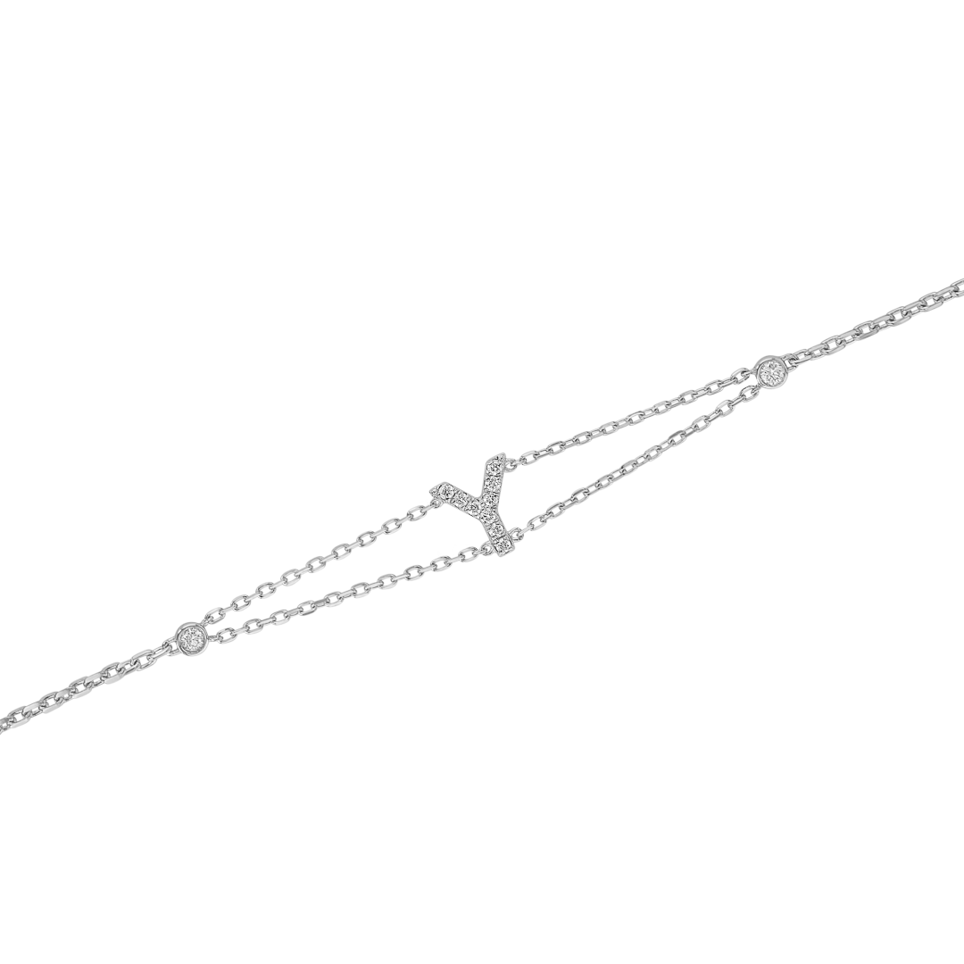 Lab-Grown Diamond Letter Bracelet Yellow Gold - Y