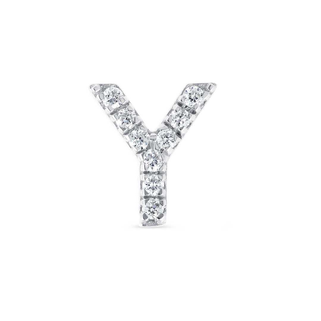 Y Letter Lab-Grown Diamond Single Stud Earring White Gold