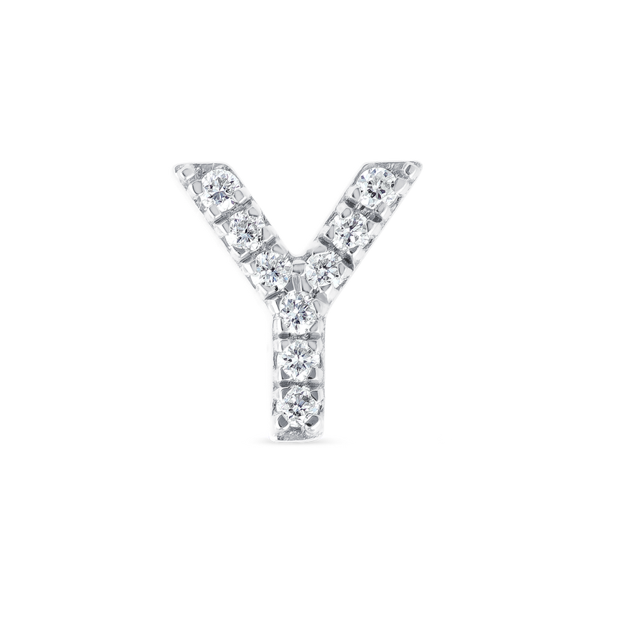 Y Letter Lab-Grown Diamond Single Stud Earring White Gold