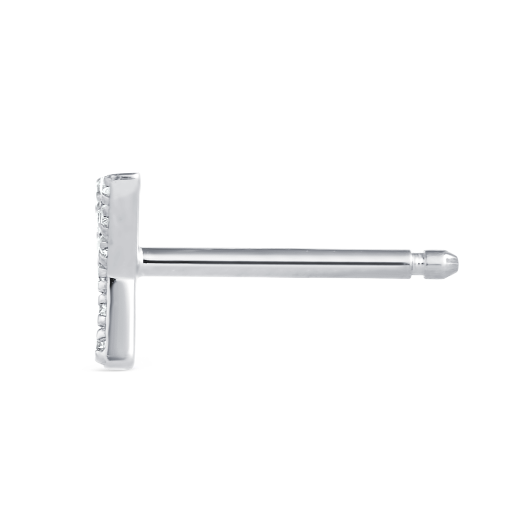 Y Letter Lab-Grown Diamond Single Stud Earring White Gold