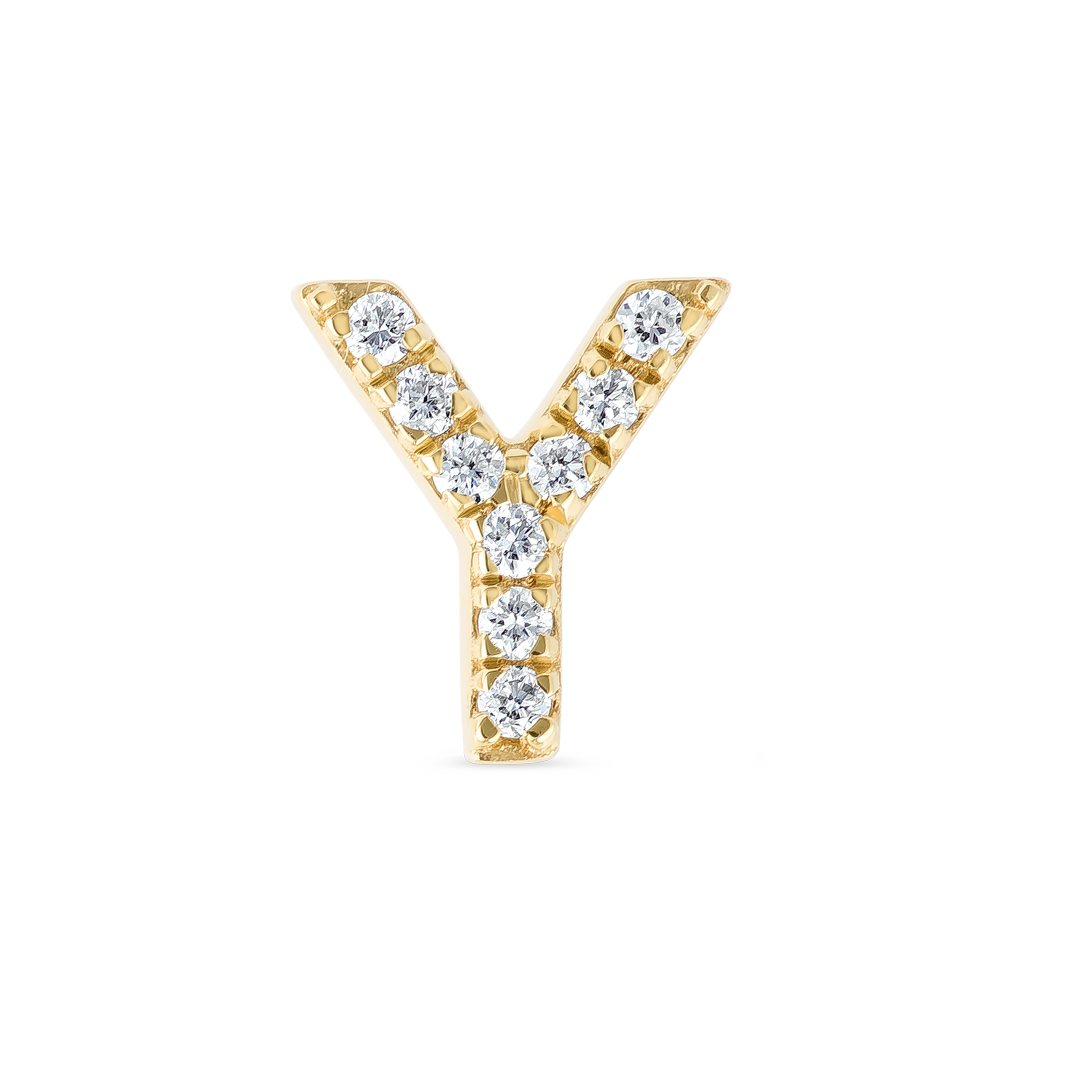 Y Letter Lab-Grown Diamond Single Stud Earring Yellow Gold
