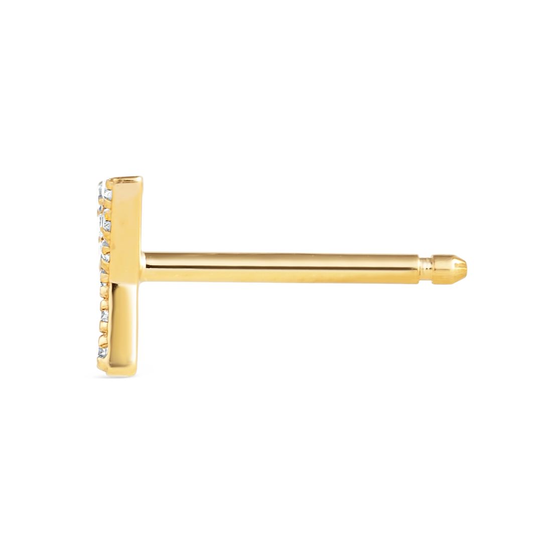 Y Letter Lab-Grown Diamond Single Stud Earring Yellow Gold