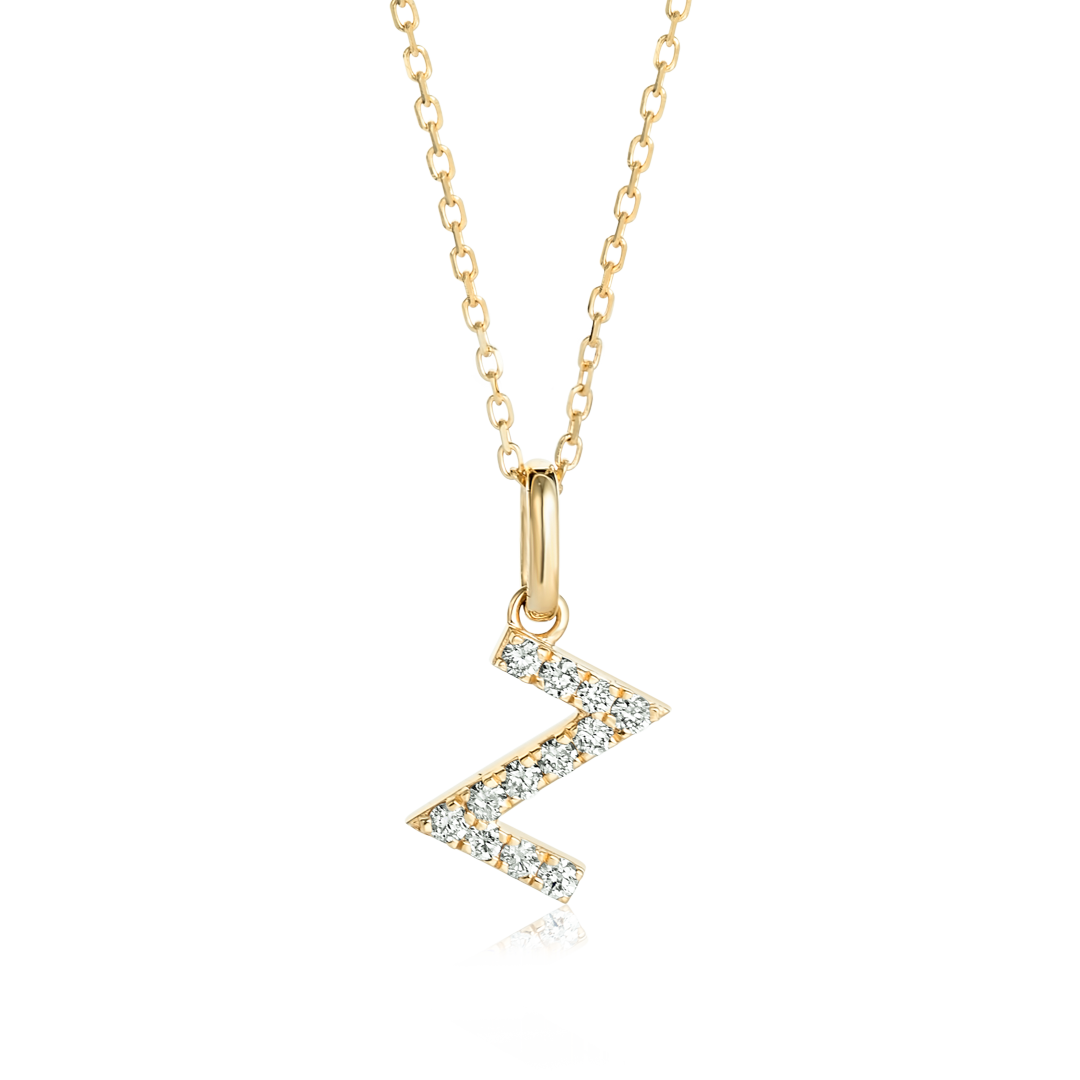 Z Letter Lab-Grown Diamond Pendant Yellow Gold