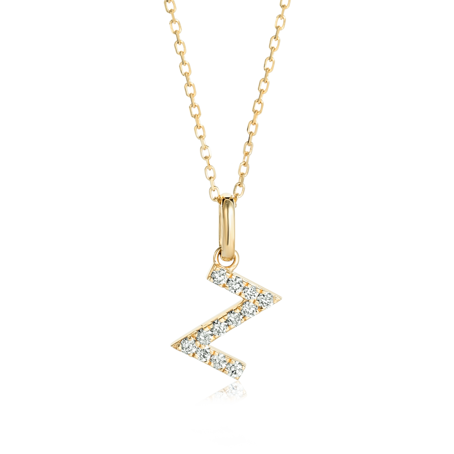 Z Letter Lab-Grown Diamond Pendant Yellow Gold