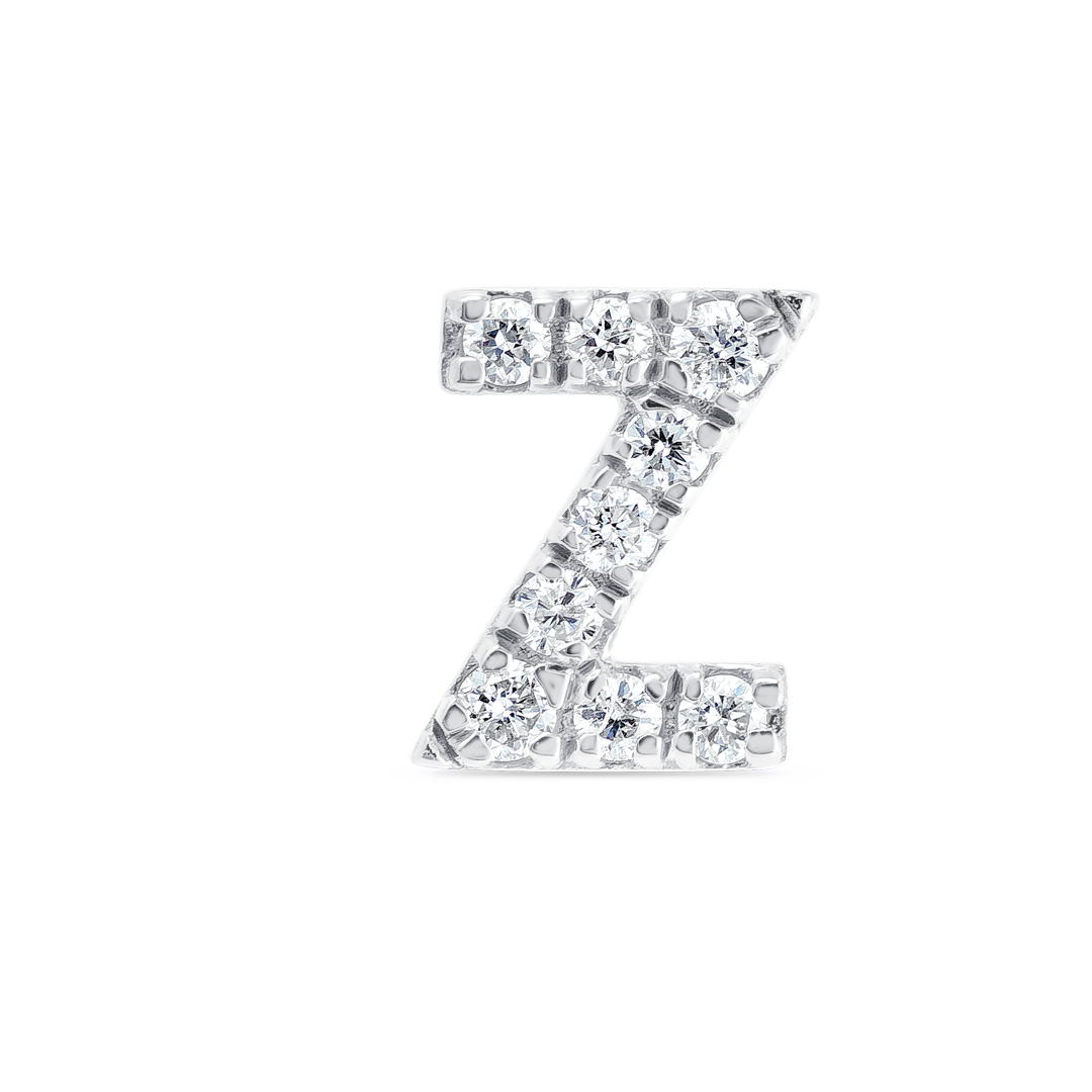 Z Letter Lab-Grown Diamond Single Stud Earring White Gold