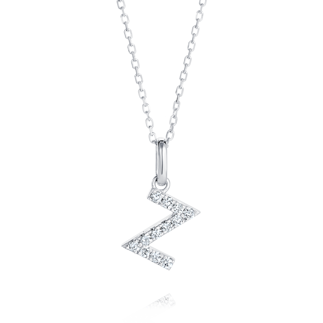 Z Letter Lab-Grown Diamond Pendant White Gold