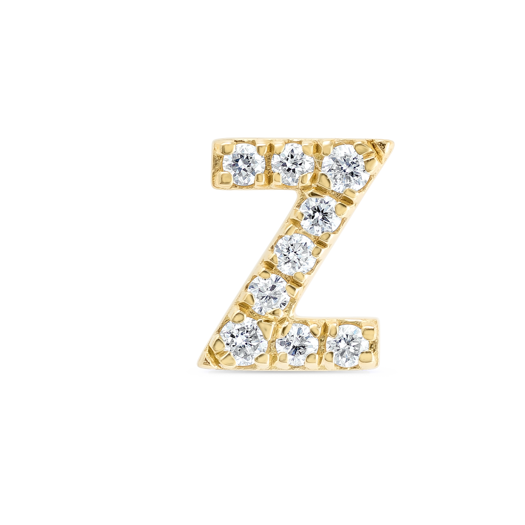 Z Letter Lab-Grown Diamond Single Stud Earring Yellow Gold