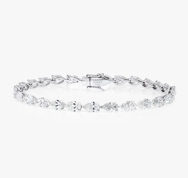 10ct Lab-Grown Pear Diamond Tennis Bracelet White Gold