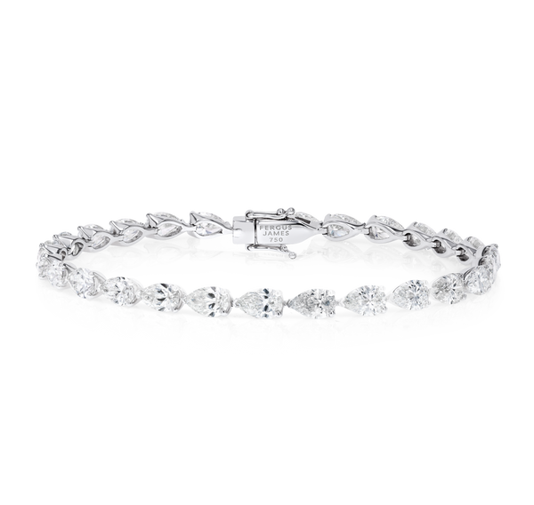 10ct Lab-Grown Pear Diamond Tennis Bracelet White Gold