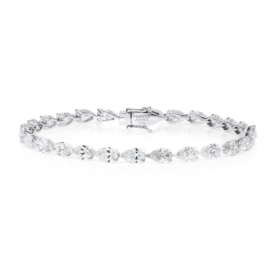 10ct Lab-Grown Pear Diamond Tennis Bracelet White Gold