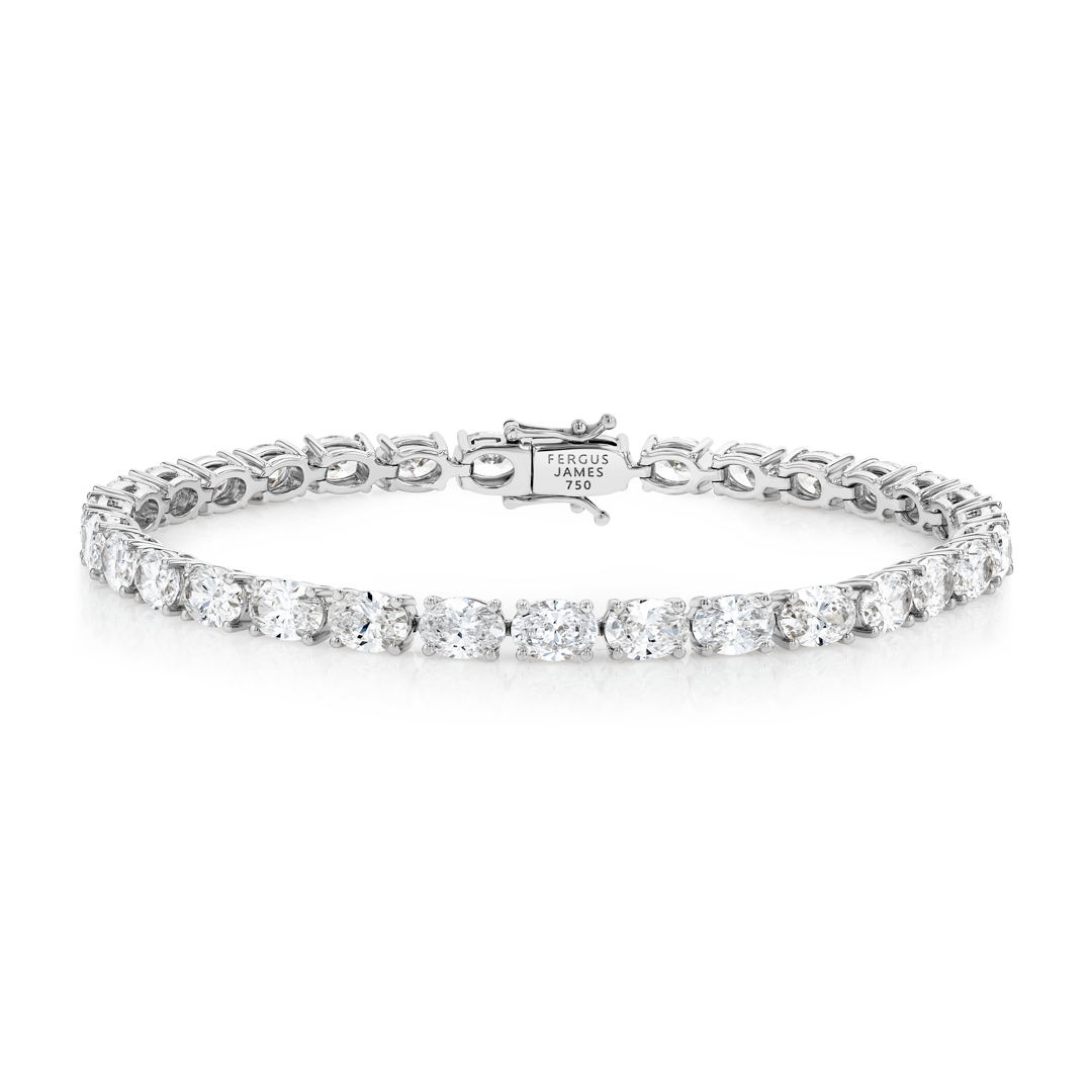 10ct Lab-Grown Oval Diamond Tennis Bracelet White Gold