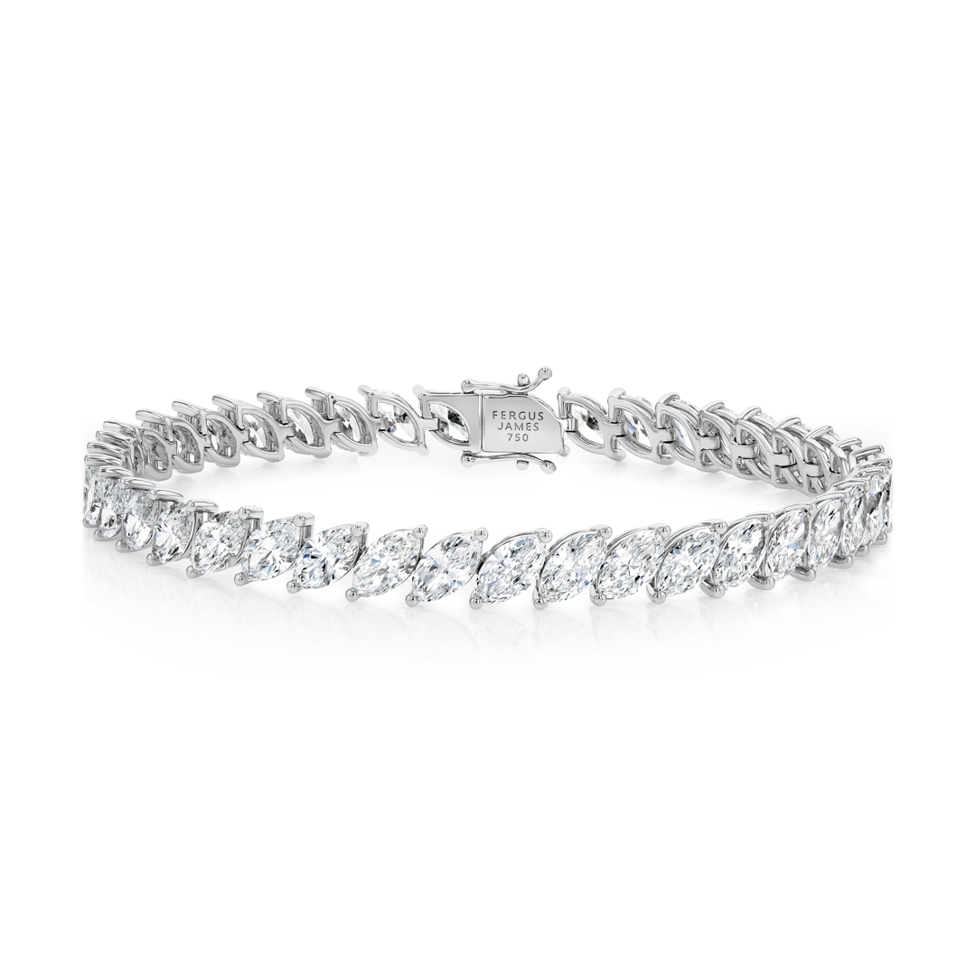 11ct Lab-Grown Marquise Diamond Tennis Bracelet White Gold