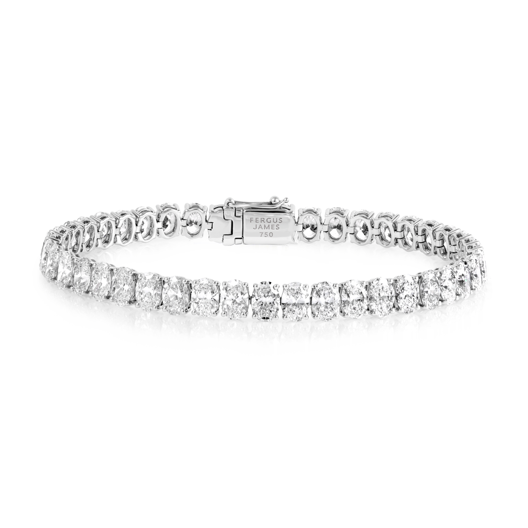 13ct Lab-Grown Oval Diamond Tennis Bracelet White Gold
