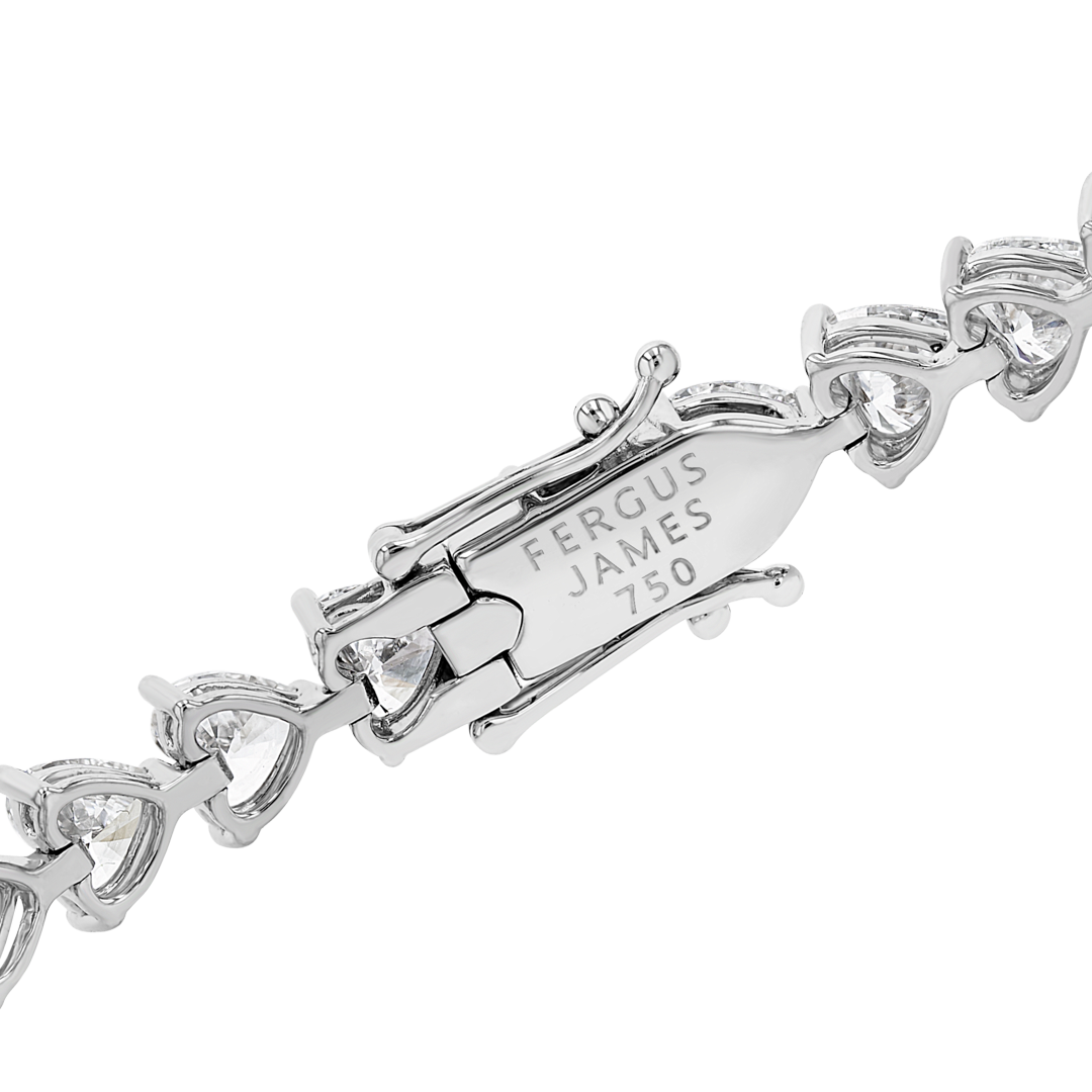12ct Lab-Grown Heart Diamond Tennis Bracelet White Gold