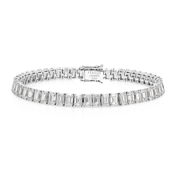 13ct Lab-Grown Emerald Diamond Tennis Bracelet White Gold