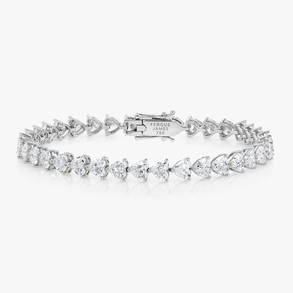 13ct Lab-Grown Heart Diamond Tennis Bracelet White Gold