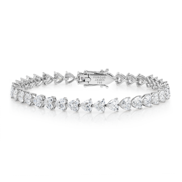 13ct Lab-Grown Heart Diamond Tennis Bracelet White Gold