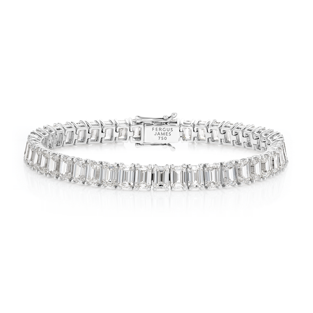 15ct Lab-Grown Emerald Diamond Tennis Bracelet White Gold