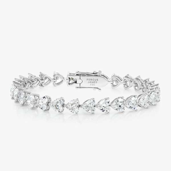15ct Lab-Grown Heart Diamond Tennis Bracelet White Gold
