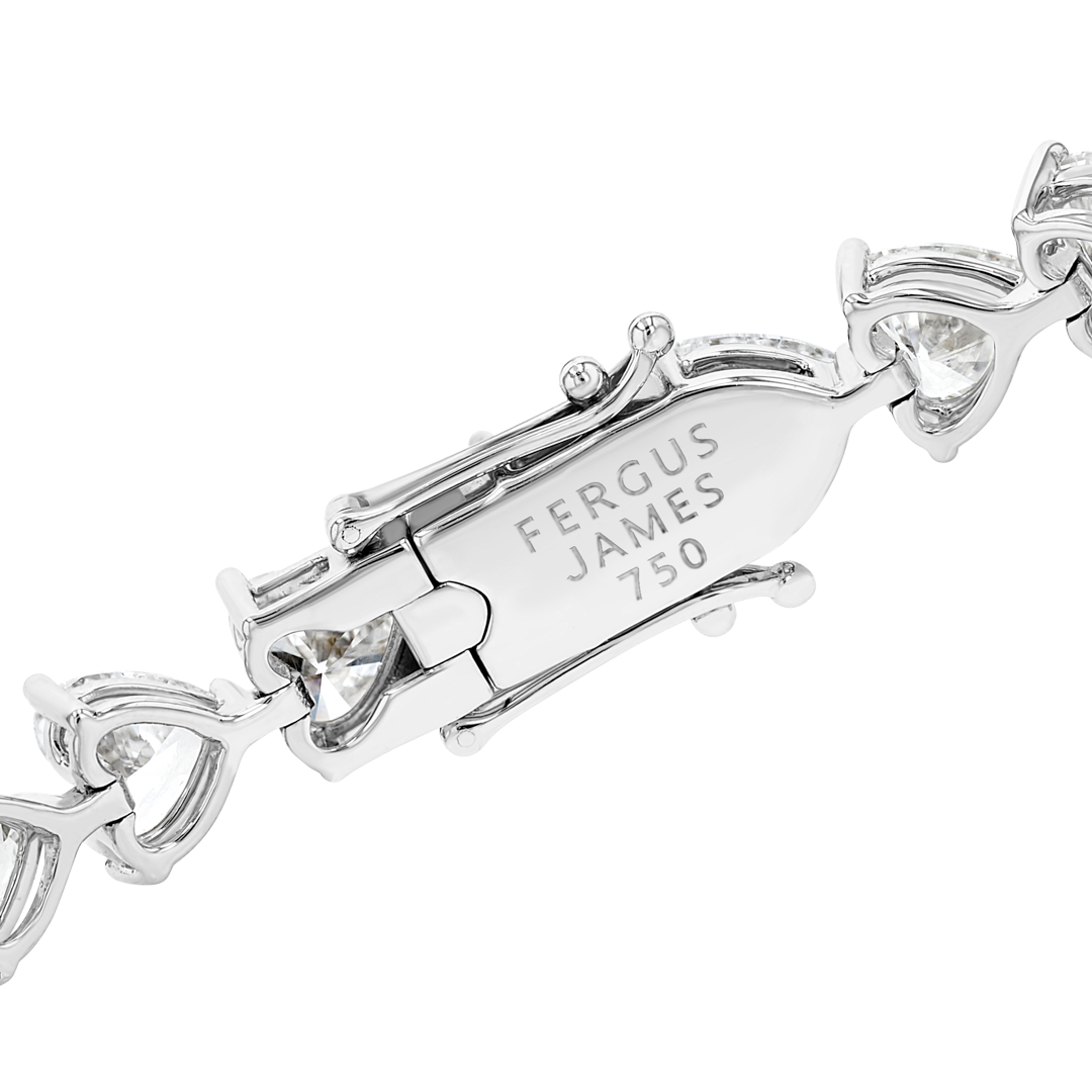 15ct Lab-Grown Heart Diamond Tennis Bracelet White Gold