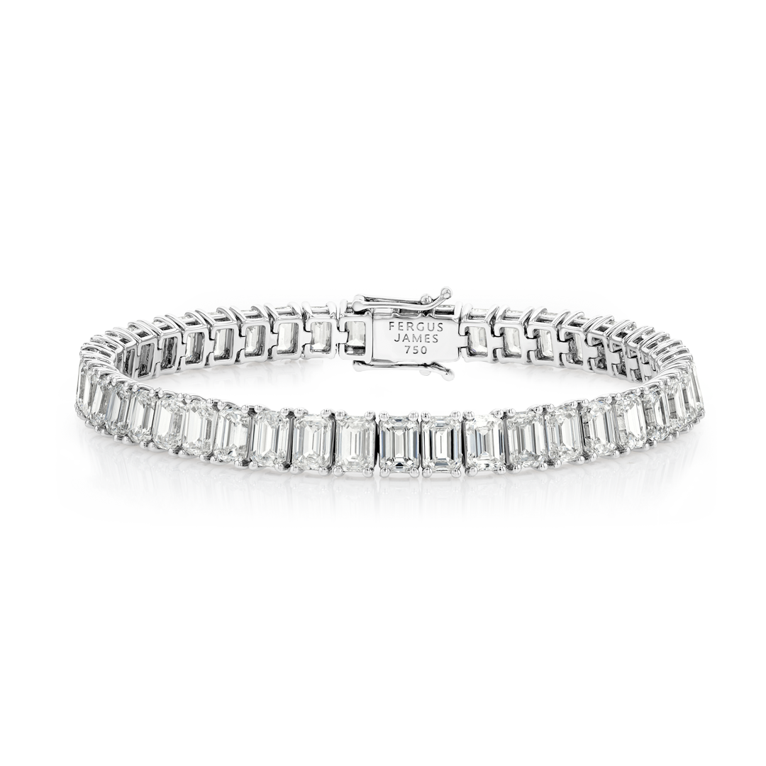 20ct Lab-Grown Emerald Diamond Tennis Bracelet White Gold