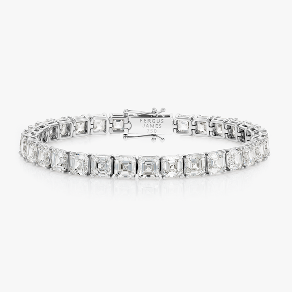 23ct Lab-Grown Asscher Diamond Tennis Bracelet White Gold