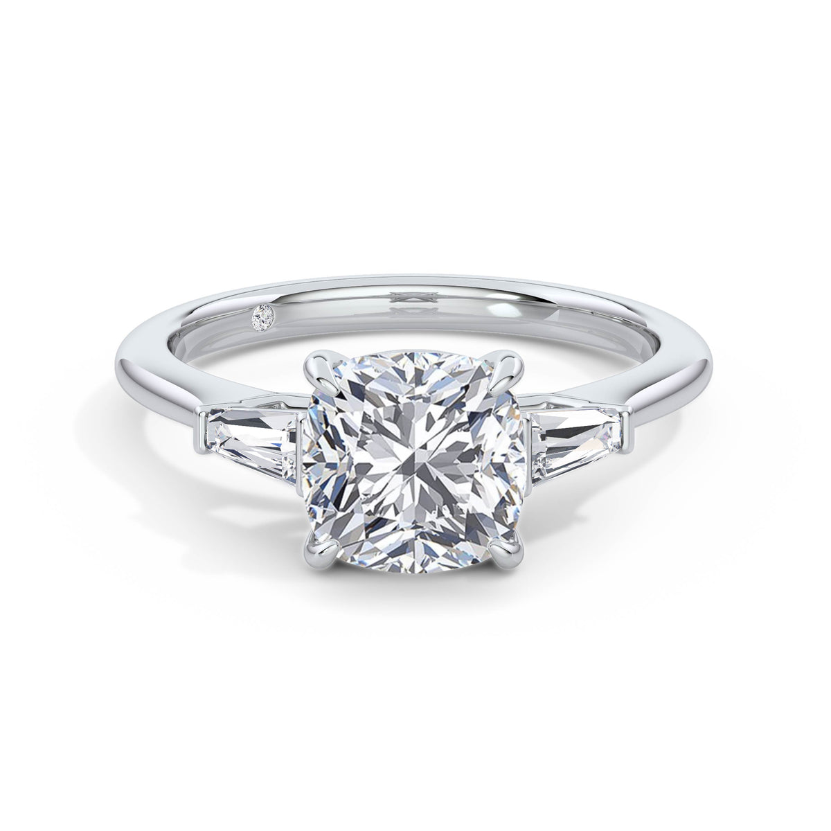 Lynne 18k White Gold Cushion Trilogy