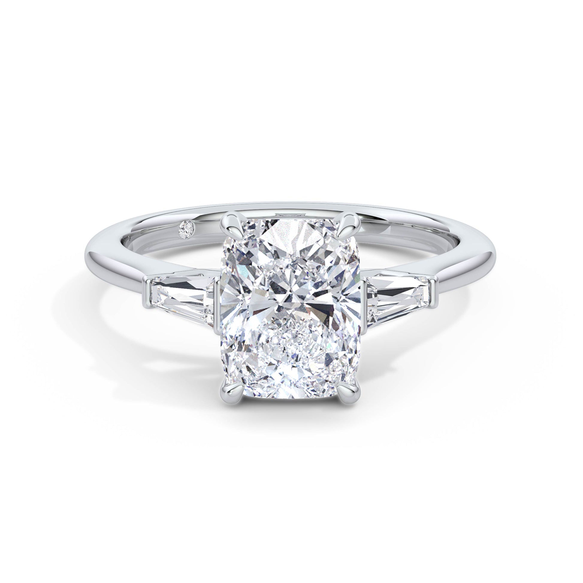 Lynne 18k White Gold Elongated Cushion Trilogy