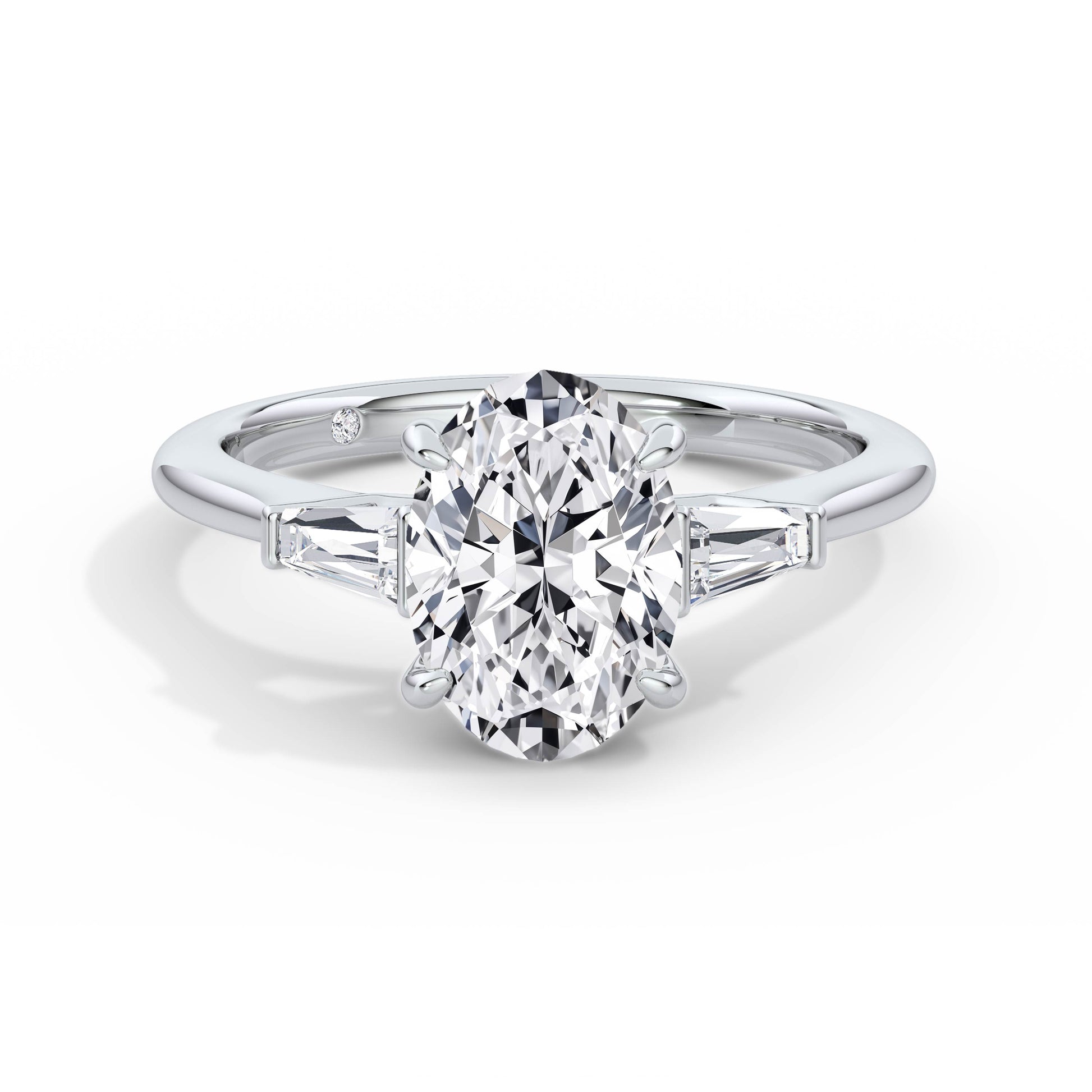 Lynne 18k White Gold Oval Trilogy