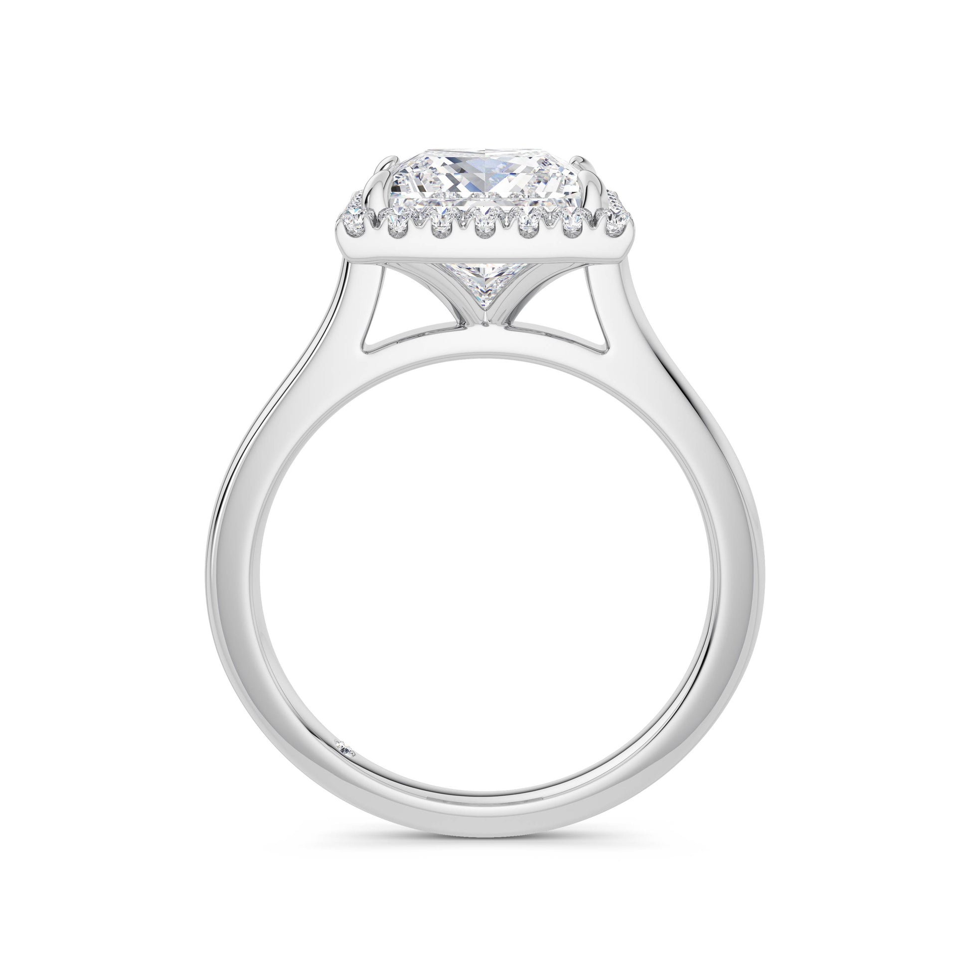 Lynne 18k White Gold Princess Halo