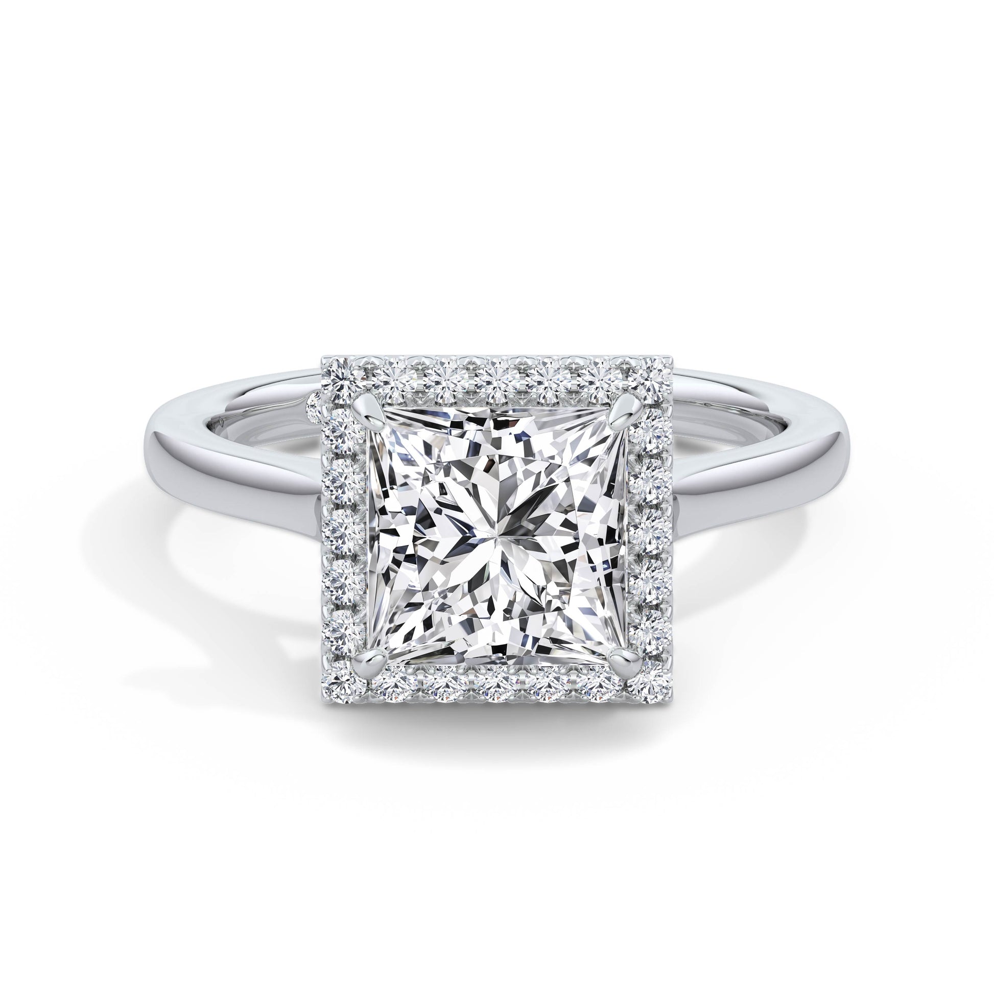Lynne 18k White Gold Princess Halo